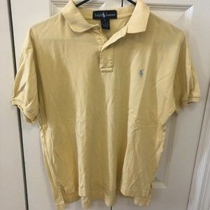 Ralph Lauren 100% Cotton Yellow Polo Boys L Pony Logo